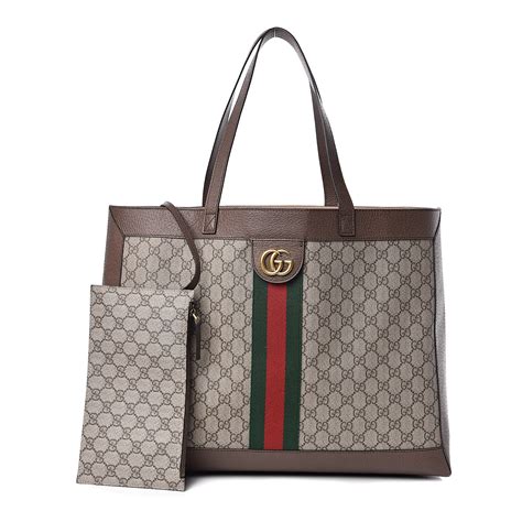 GUCCI GG Supreme Monogram Web Medium Ophidia Tote Bag 